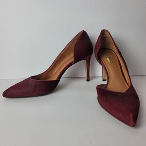 Halogen burgandy calf hair pointed toe high heels. Size 9